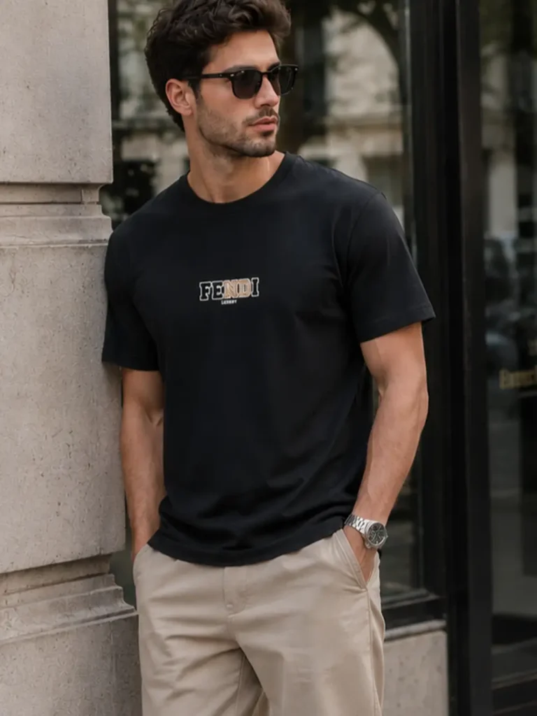 تیشرت مشکی مردانه طرح FENDI