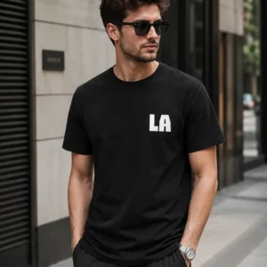 تیشرت مشکی مردانه طرح LA